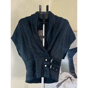 AX Armani Exchange M Black Wrap Knit Sweater Shrug NWT 100% Cotton